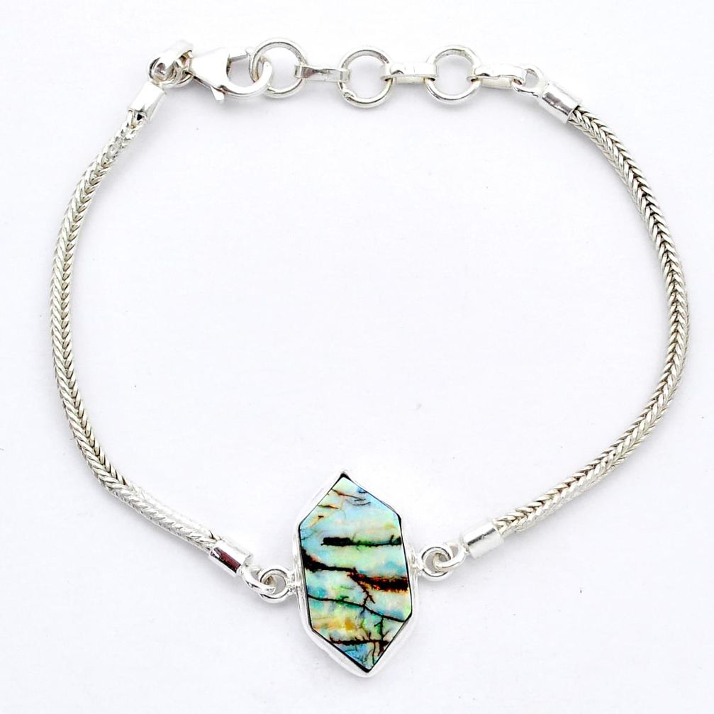 5.31cts hexagon multi color sterling opal 925 sterling silver bracelet u53857