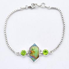 6.36cts hexagon sterling opal peridot 925 sterling silver bracelet u53839