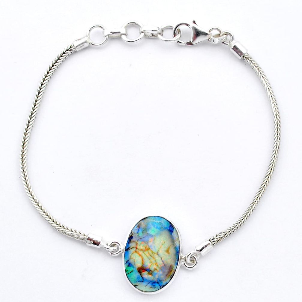 4.96cts multi color sterling opal 925 sterling silver bracelet jewelry u53850