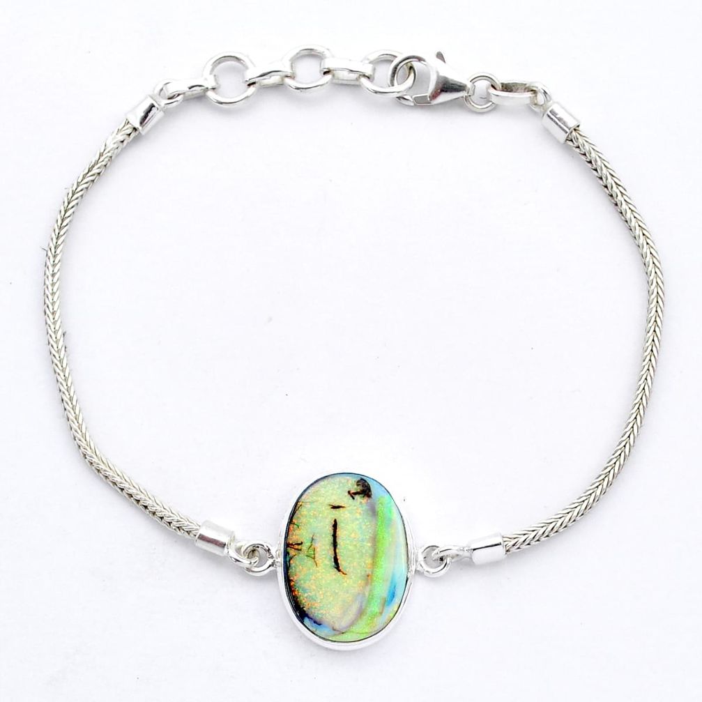 5.30cts multi color sterling opal 925 sterling silver bracelet jewelry u53860