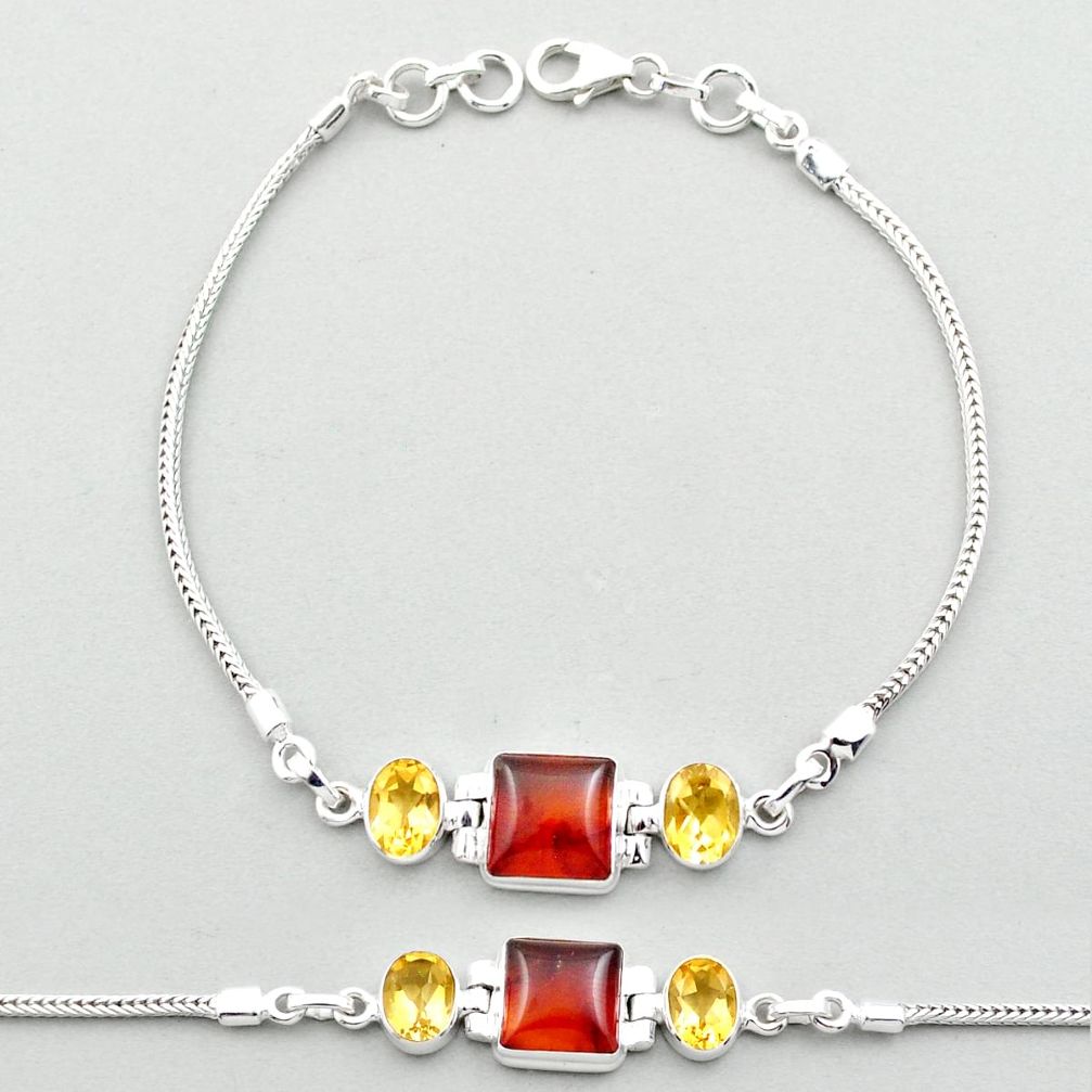5.33cts natural amber citrine 925 sterling silver tennis link gemstone bracelet jewelry u12992