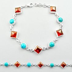 Natural amber turquoise tibetan 925 sterling silver tennis bracelet u12963