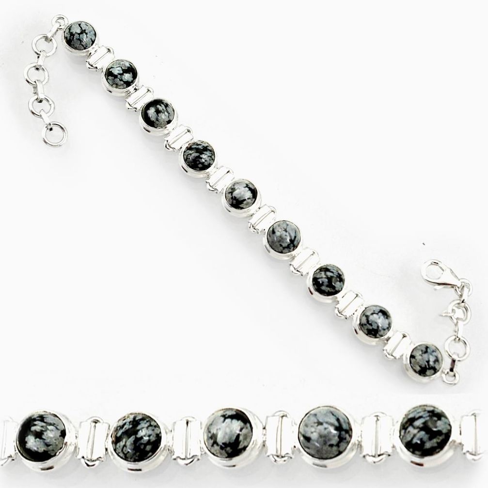  black australian obsidian 925 silver tennis bracelet d44332