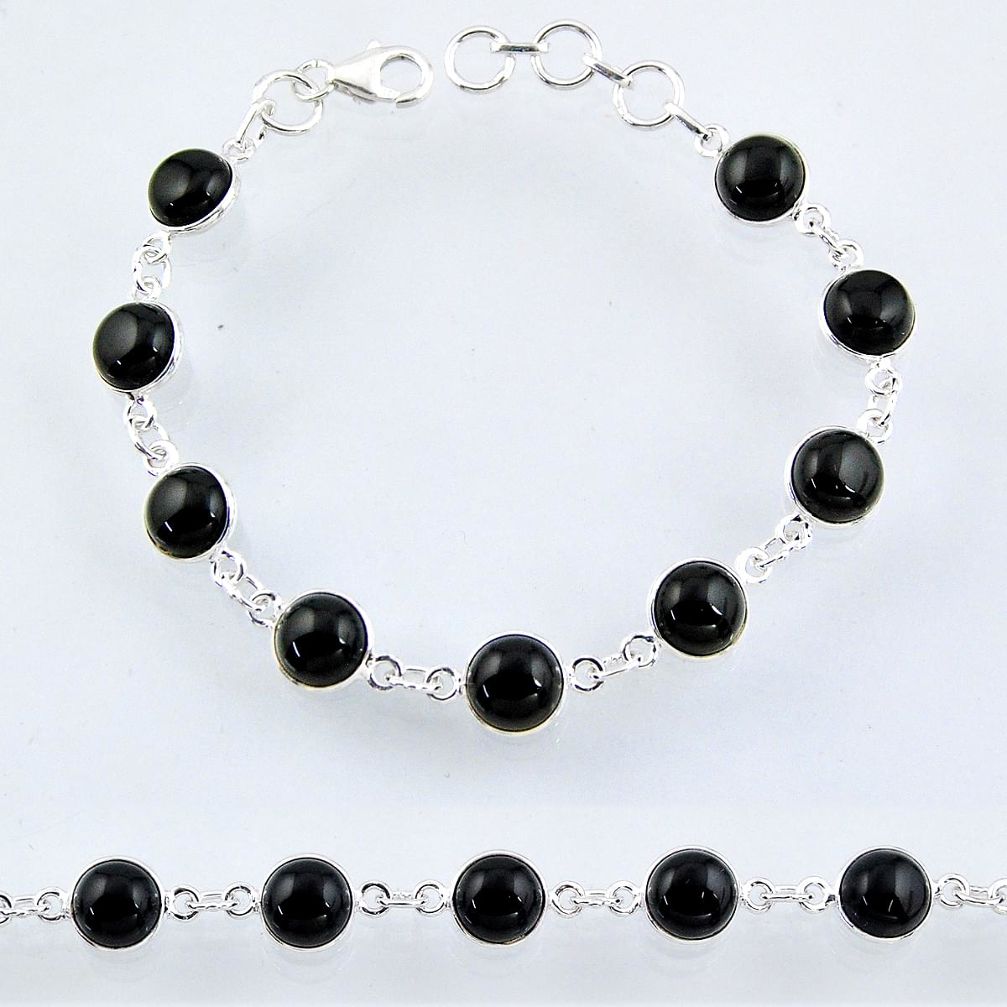 24.33cts natural black onyx 925 sterling silver tennis bracelet jewelry r55091