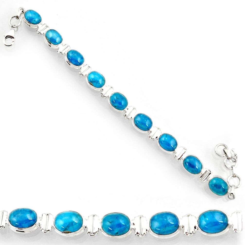  blue apatite (madagascar) 925 silver tennis bracelet d44348