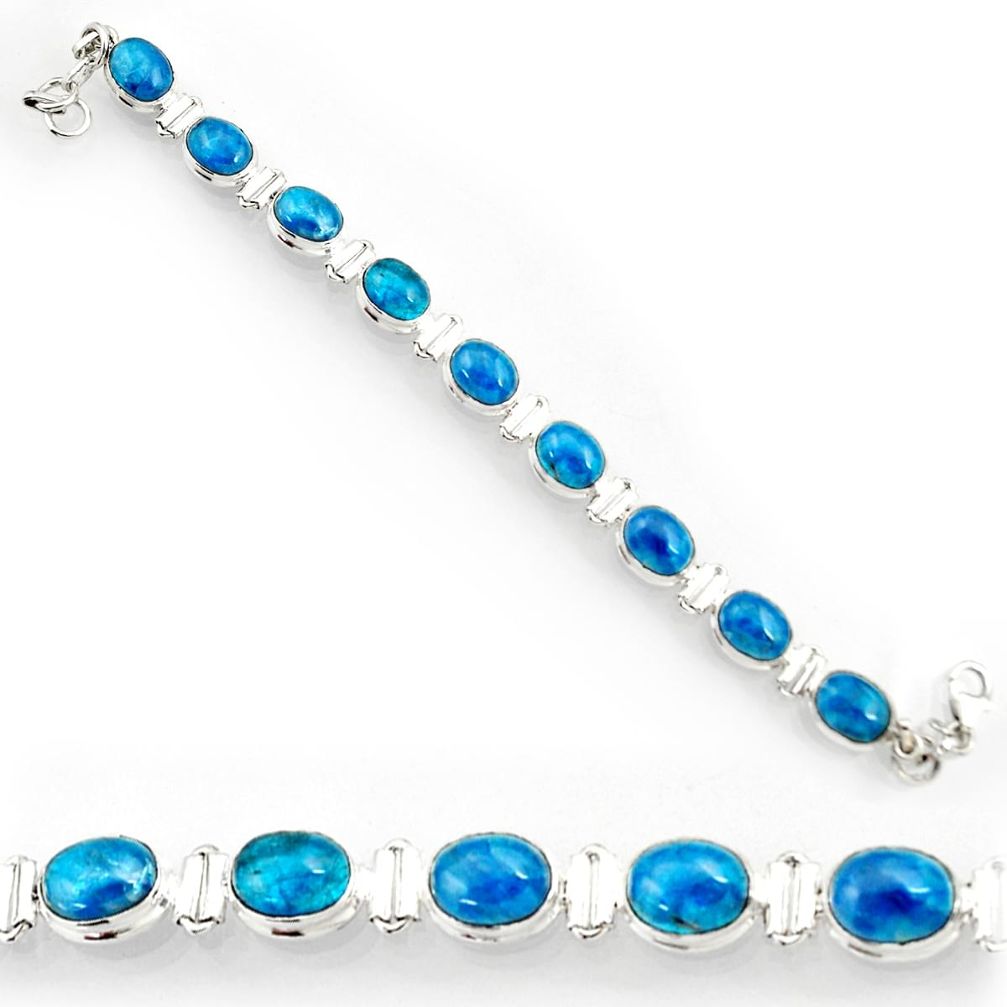  blue apatite (madagascar) 925 silver tennis bracelet d44349