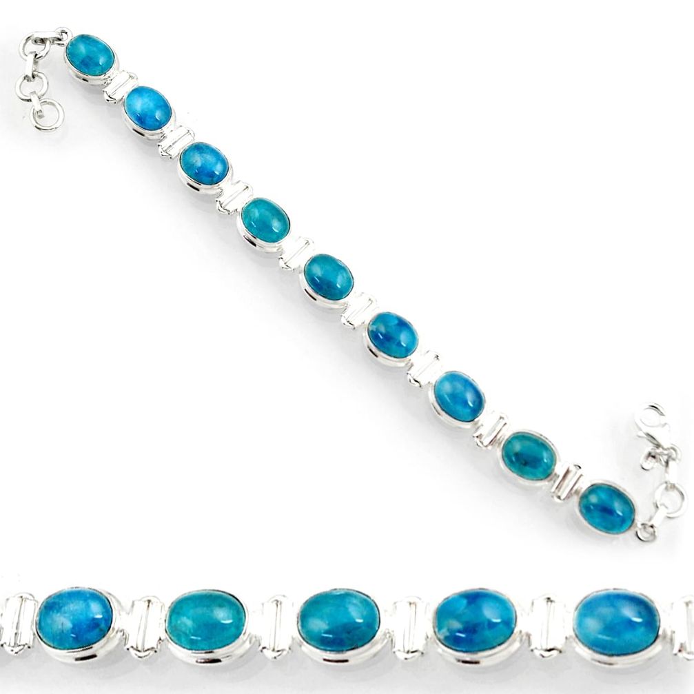  blue apatite (madagascar) 925 silver tennis bracelet d44351