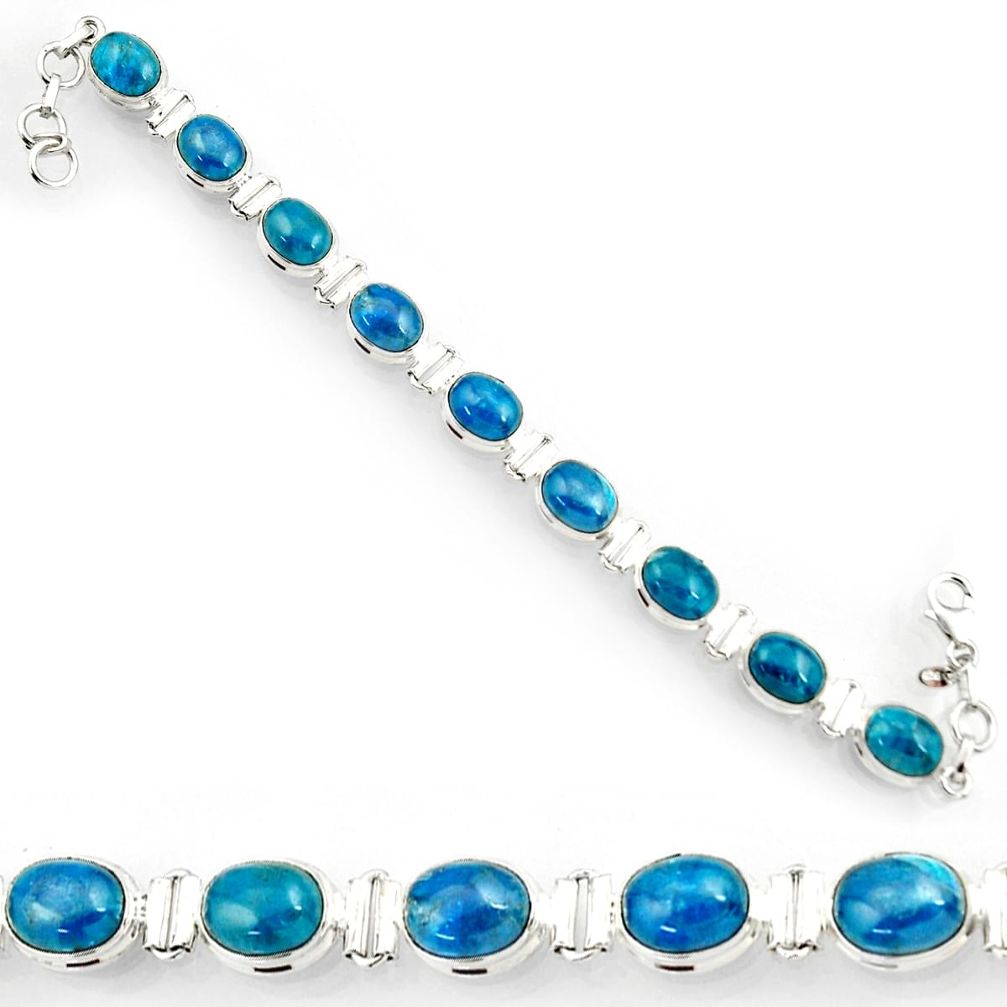  blue apatite (madagascar) 925 silver tennis bracelet d44352