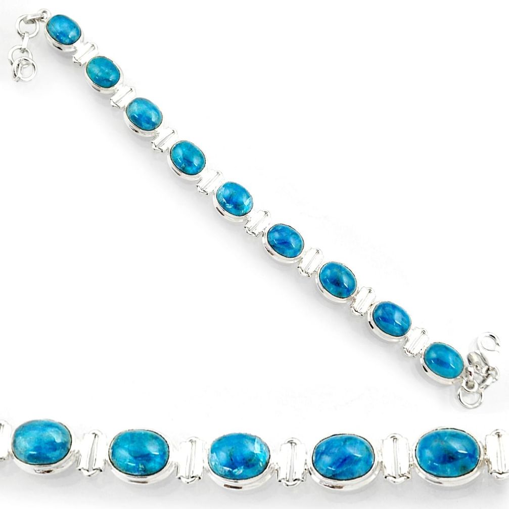  blue apatite (madagascar) 925 silver tennis bracelet d44353