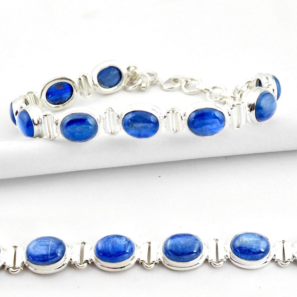 41.98cts natural blue kyanite 925 sterling silver tennis bracelet jewelry r39026