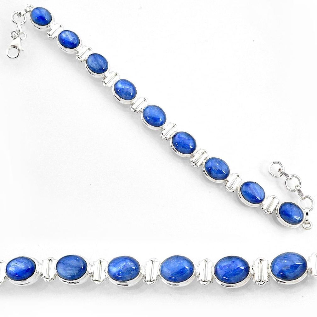 39.20cts natural blue kyanite 925 sterling silver tennis bracelet jewelry r72988