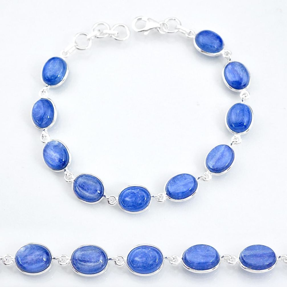 33.29cts natural blue kyanite 925 sterling silver tennis bracelet jewelry t16151