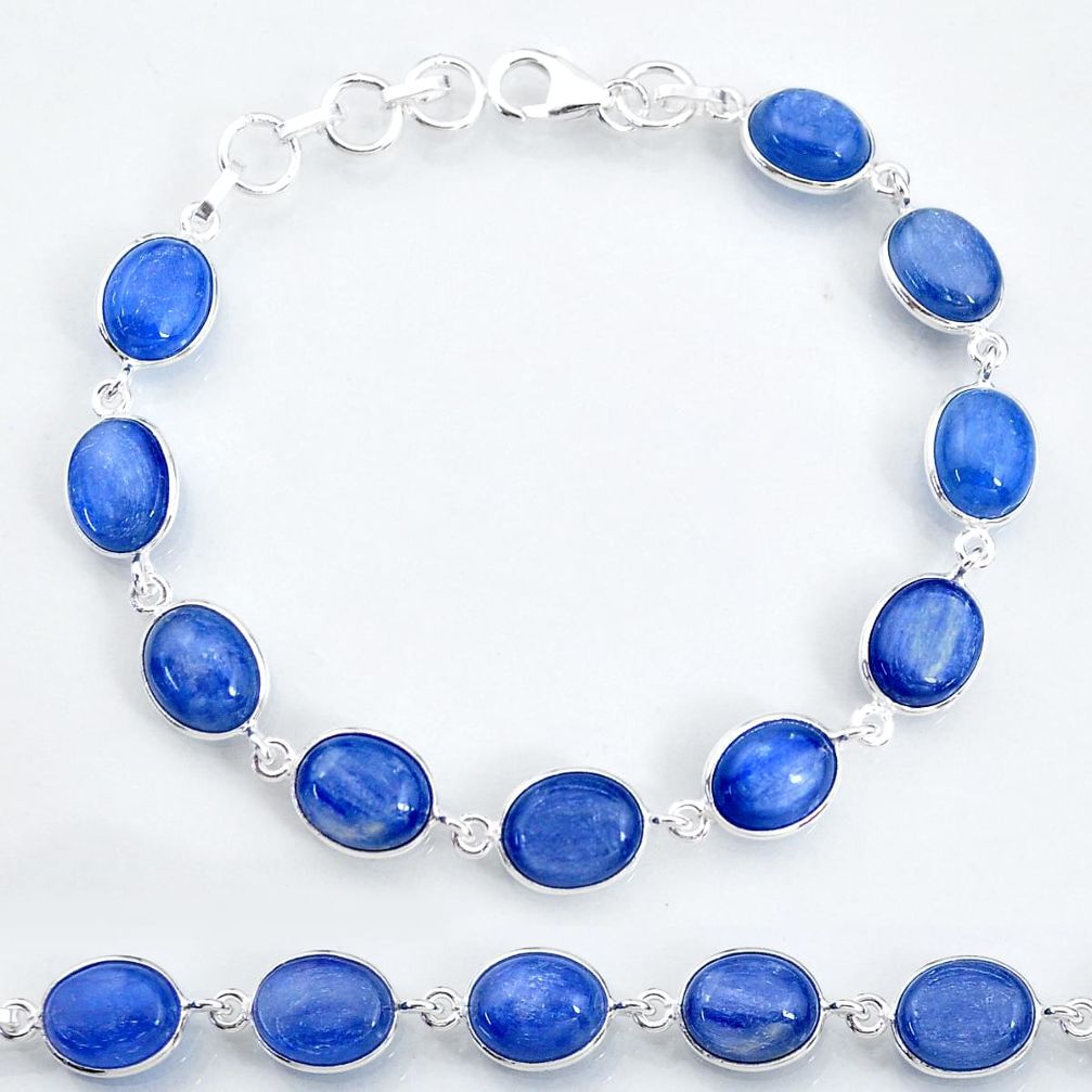 32.12cts natural blue kyanite 925 sterling silver tennis bracelet jewelry t16158