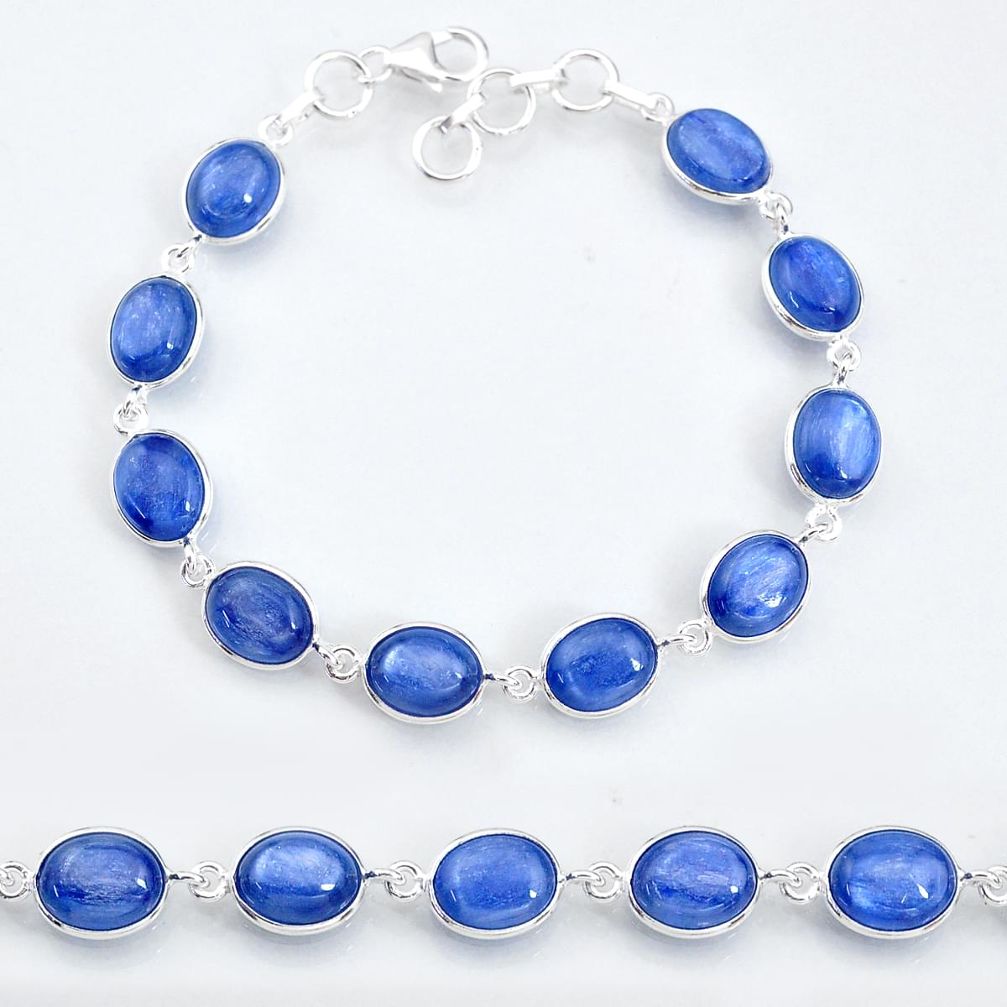 29.93cts natural blue kyanite 925 sterling silver tennis bracelet jewelry t16159