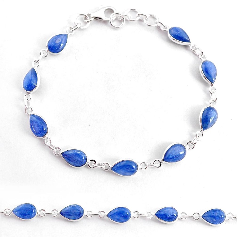 18.12cts natural blue kyanite 925 sterling silver tennis bracelet jewelry t2481
