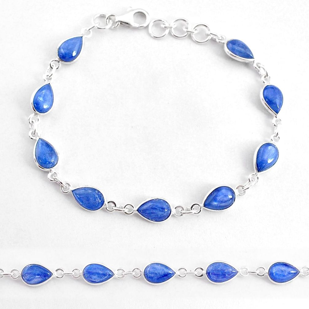 18.70cts natural blue kyanite 925 sterling silver tennis bracelet jewelry t2563