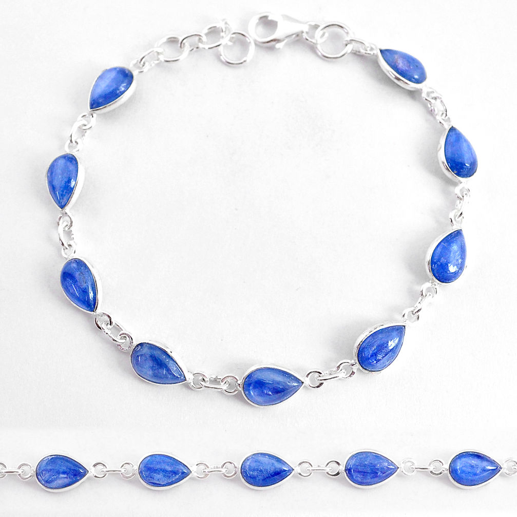 19.23cts natural blue kyanite 925 sterling silver tennis bracelet jewelry t2566