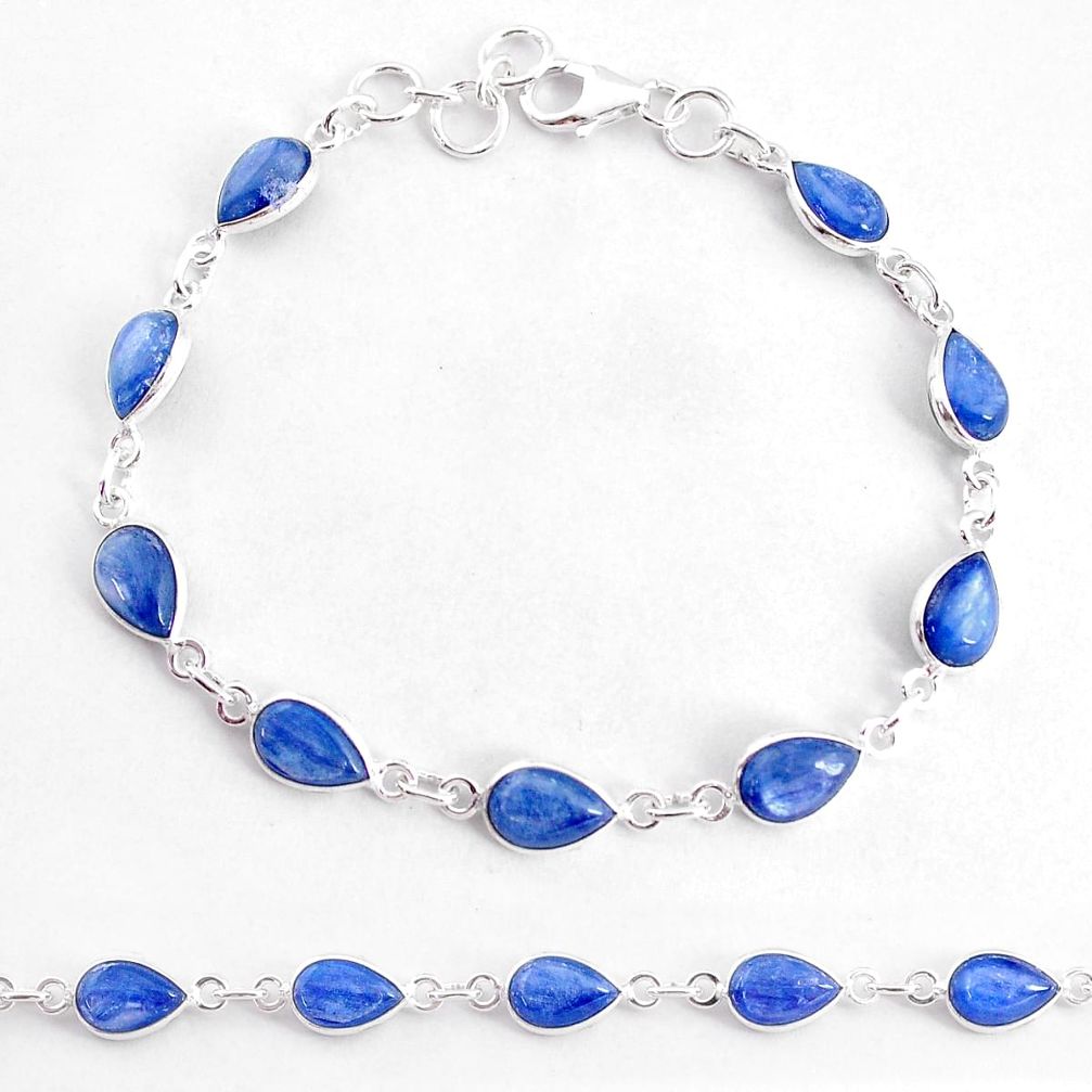 17.57cts natural blue kyanite 925 sterling silver tennis bracelet jewelry t2567