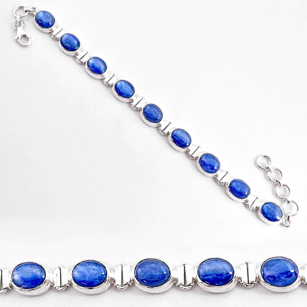 35.09cts natural blue kyanite 925 sterling silver tennis bracelet jewelry t2571