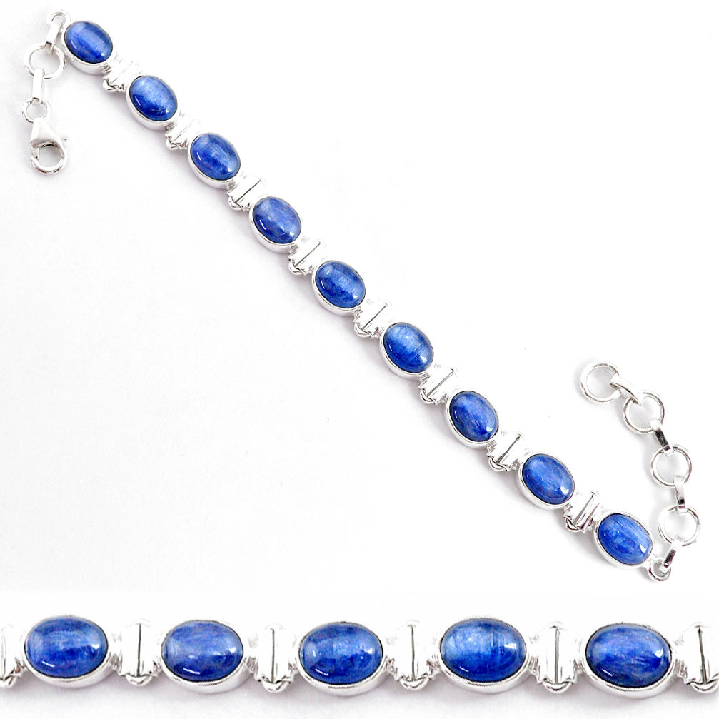 28.84cts natural blue kyanite 925 sterling silver tennis bracelet jewelry t2574
