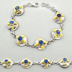 5.11cts natural blue labradorite 925 silver 14k gold tennis bracelet t72236