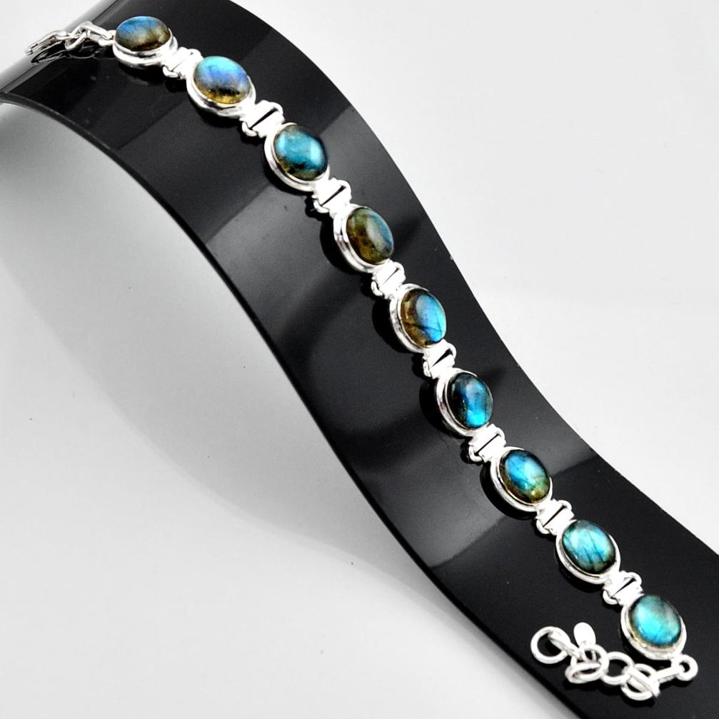 36.98cts natural blue labradorite 925 sterling silver bracelet jewelry r44327