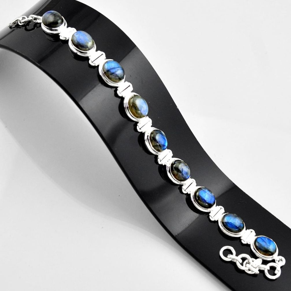 37.99cts natural blue labradorite 925 sterling silver bracelet jewelry r44336