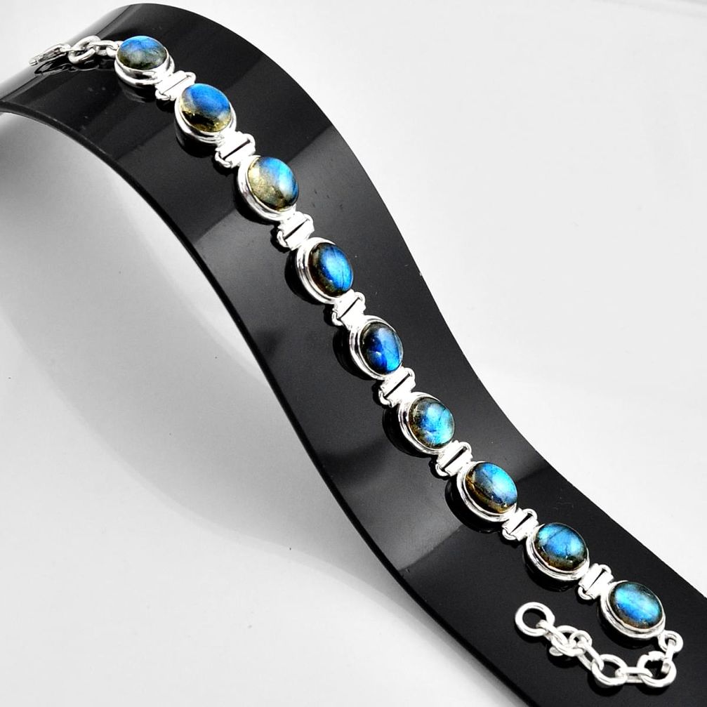37.39cts natural blue labradorite 925 sterling silver bracelet jewelry r44337