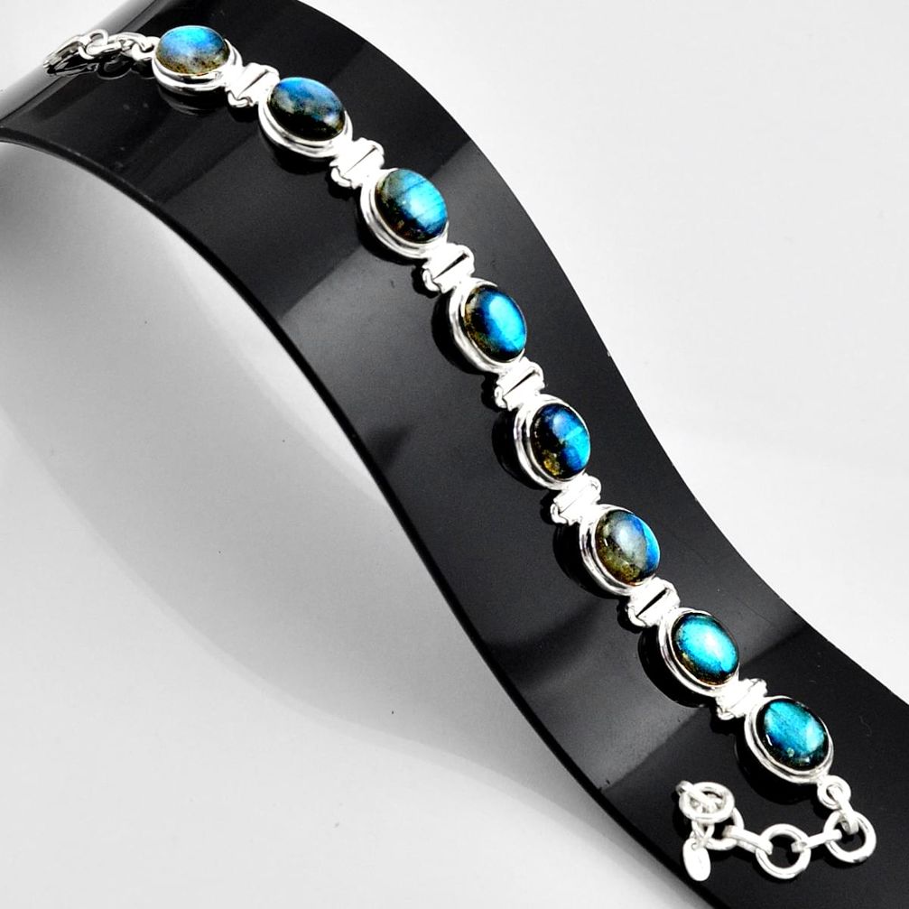 33.39cts natural blue labradorite 925 sterling silver bracelet jewelry r44338