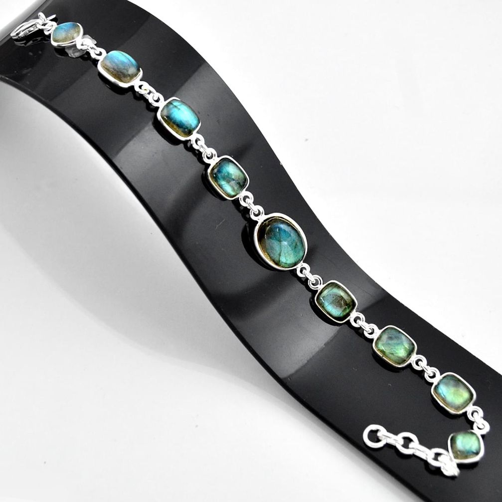 27.64cts natural blue labradorite 925 sterling silver bracelet jewelry r45005