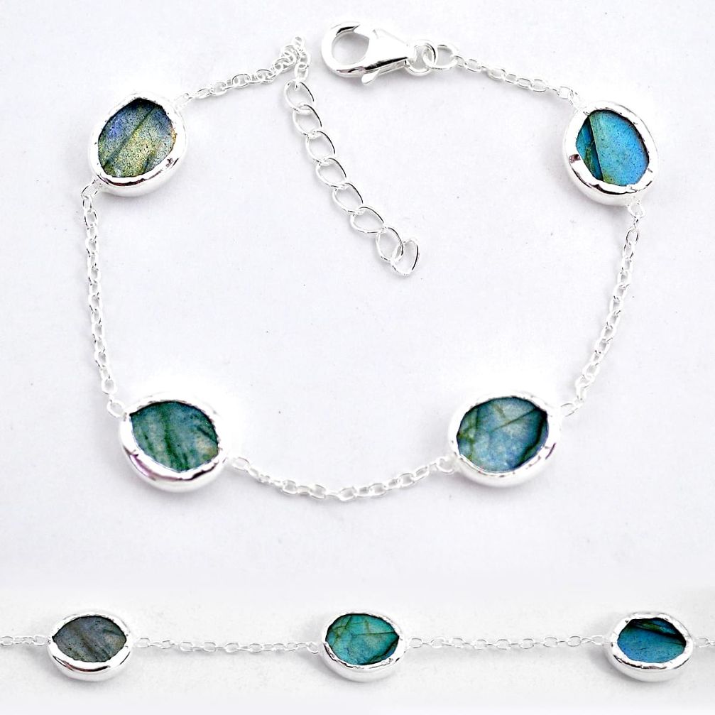 14.70cts natural blue labradorite 925 sterling silver bracelet jewelry t7652