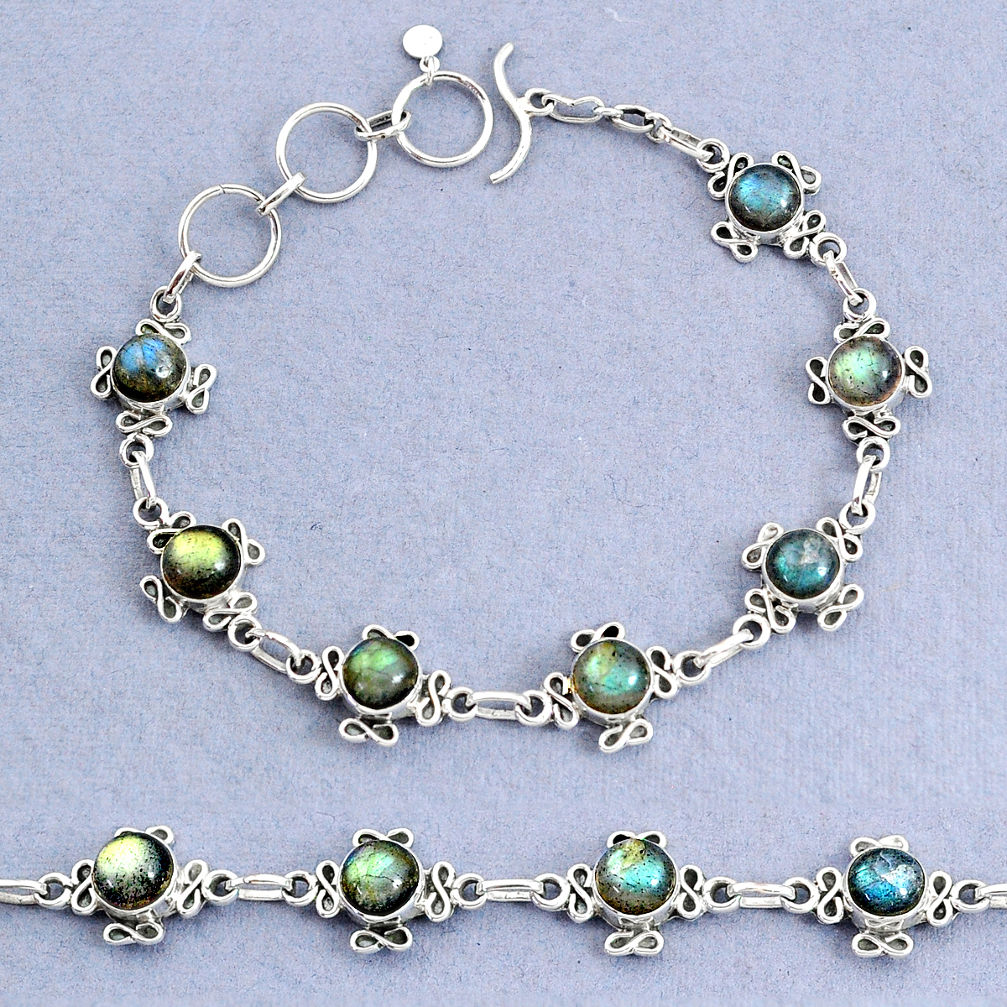 15.37cts natural blue labradorite 925 sterling silver bracelet jewelry t8475