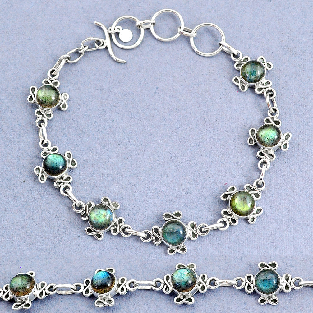 14.94cts natural blue labradorite 925 sterling silver bracelet jewelry t8476