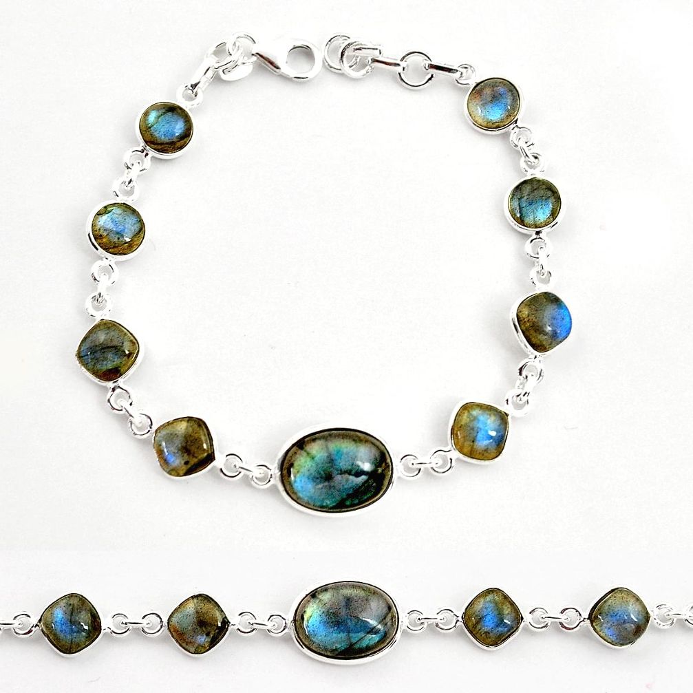 23.26cts natural blue labradorite 925 sterling silver tennis bracelet r36643