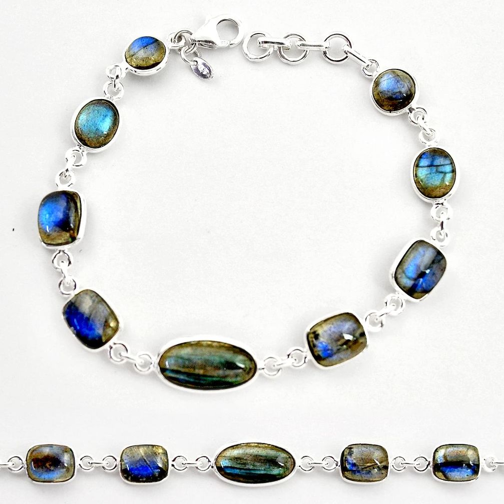 26.70cts natural blue labradorite 925 sterling silver tennis bracelet r36650