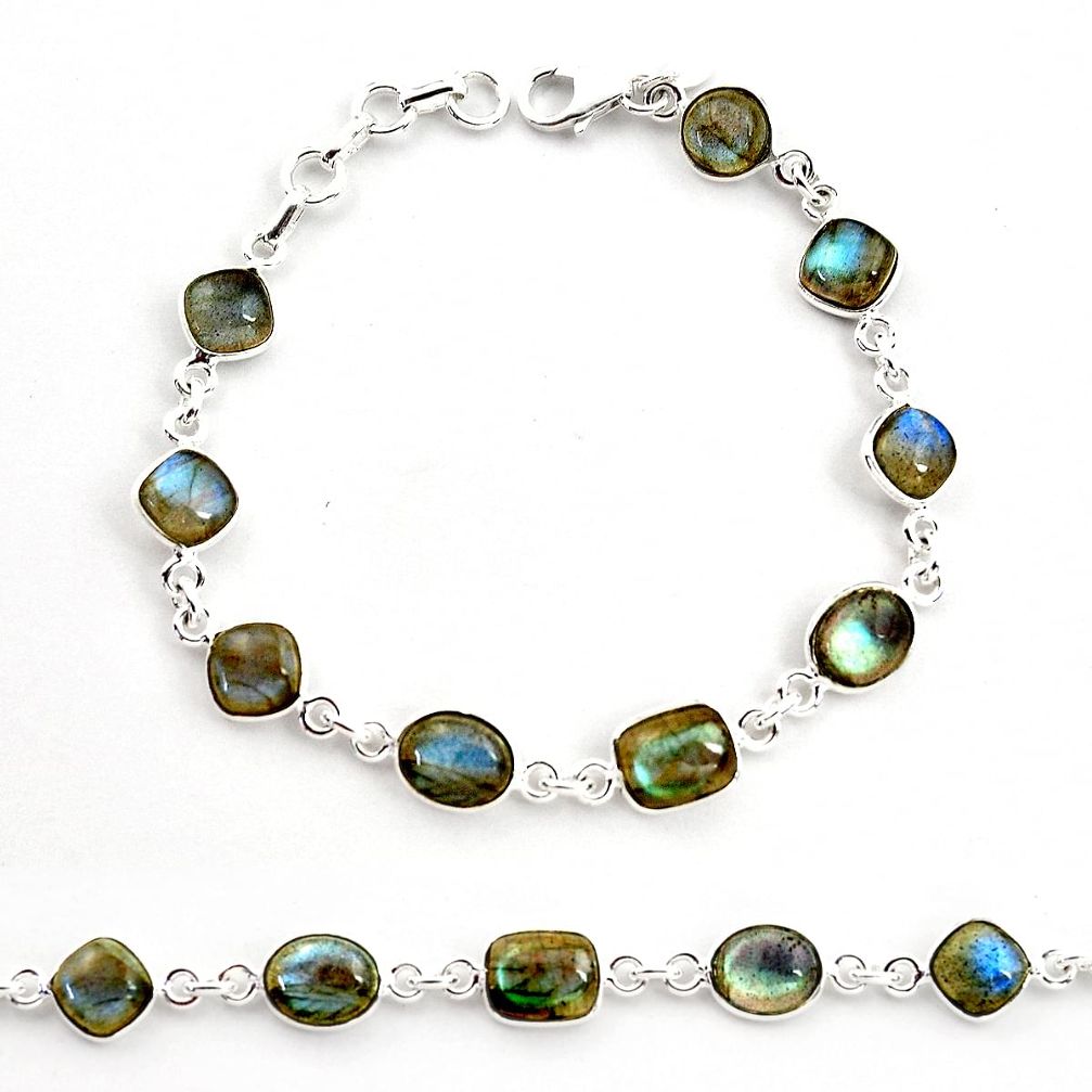 23.09cts natural blue labradorite 925 sterling silver tennis bracelet r36652