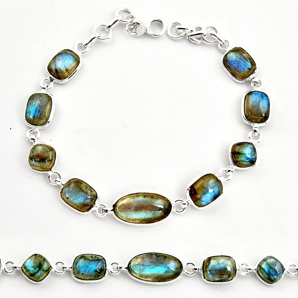 27.08cts natural blue labradorite 925 sterling silver tennis bracelet r36654