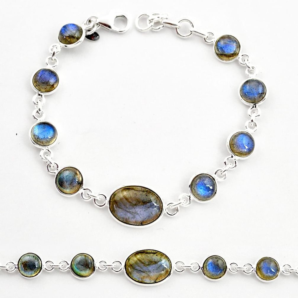 18.51cts natural blue labradorite 925 sterling silver tennis bracelet r36655