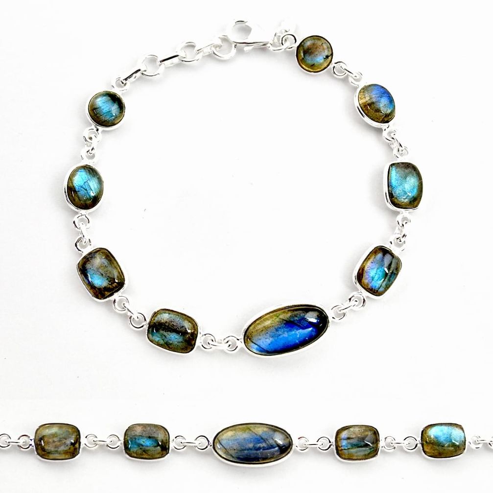 24.62cts natural blue labradorite 925 sterling silver tennis bracelet r36658