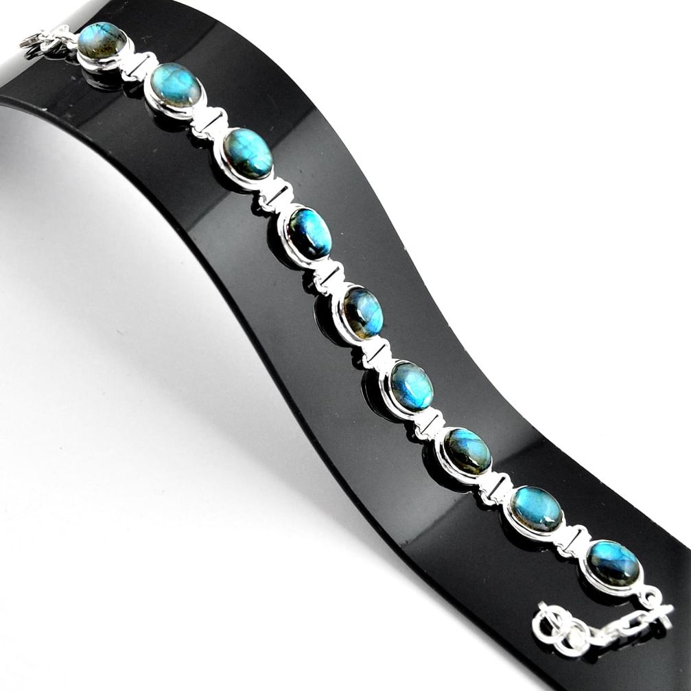 36.96cts natural blue labradorite 925 sterling silver tennis bracelet r39063