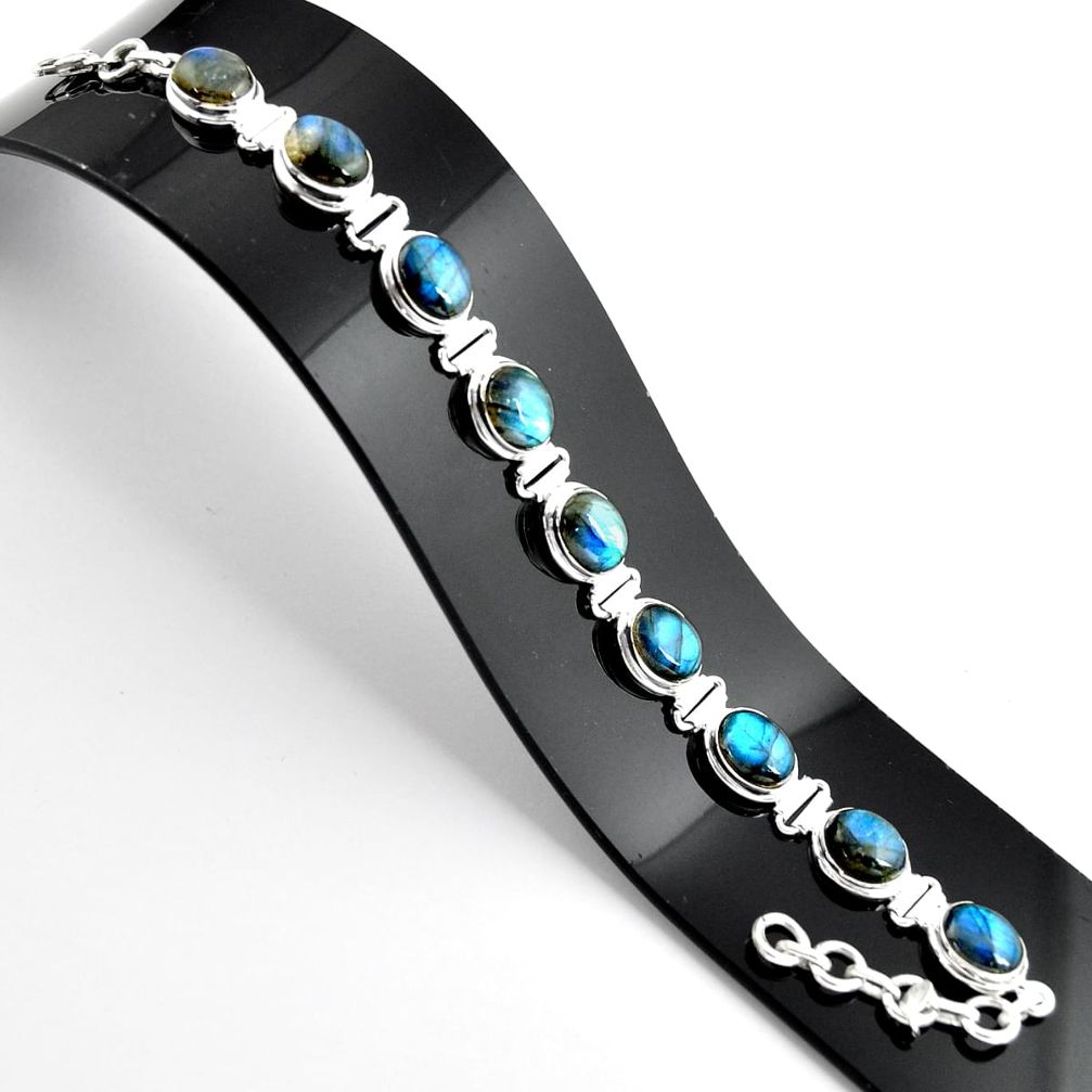 38.72cts natural blue labradorite 925 sterling silver tennis bracelet r39067
