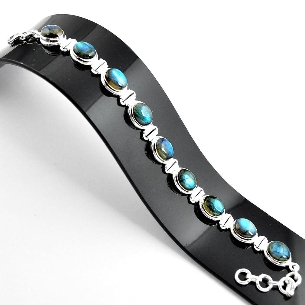 38.31cts natural blue labradorite 925 sterling silver tennis bracelet r39068