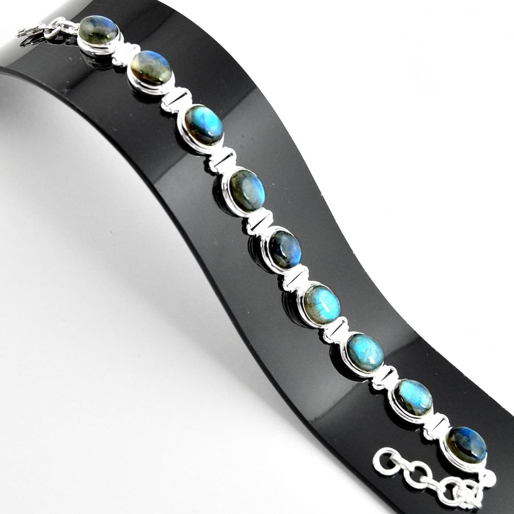 38.68cts natural blue labradorite 925 sterling silver tennis bracelet r39078