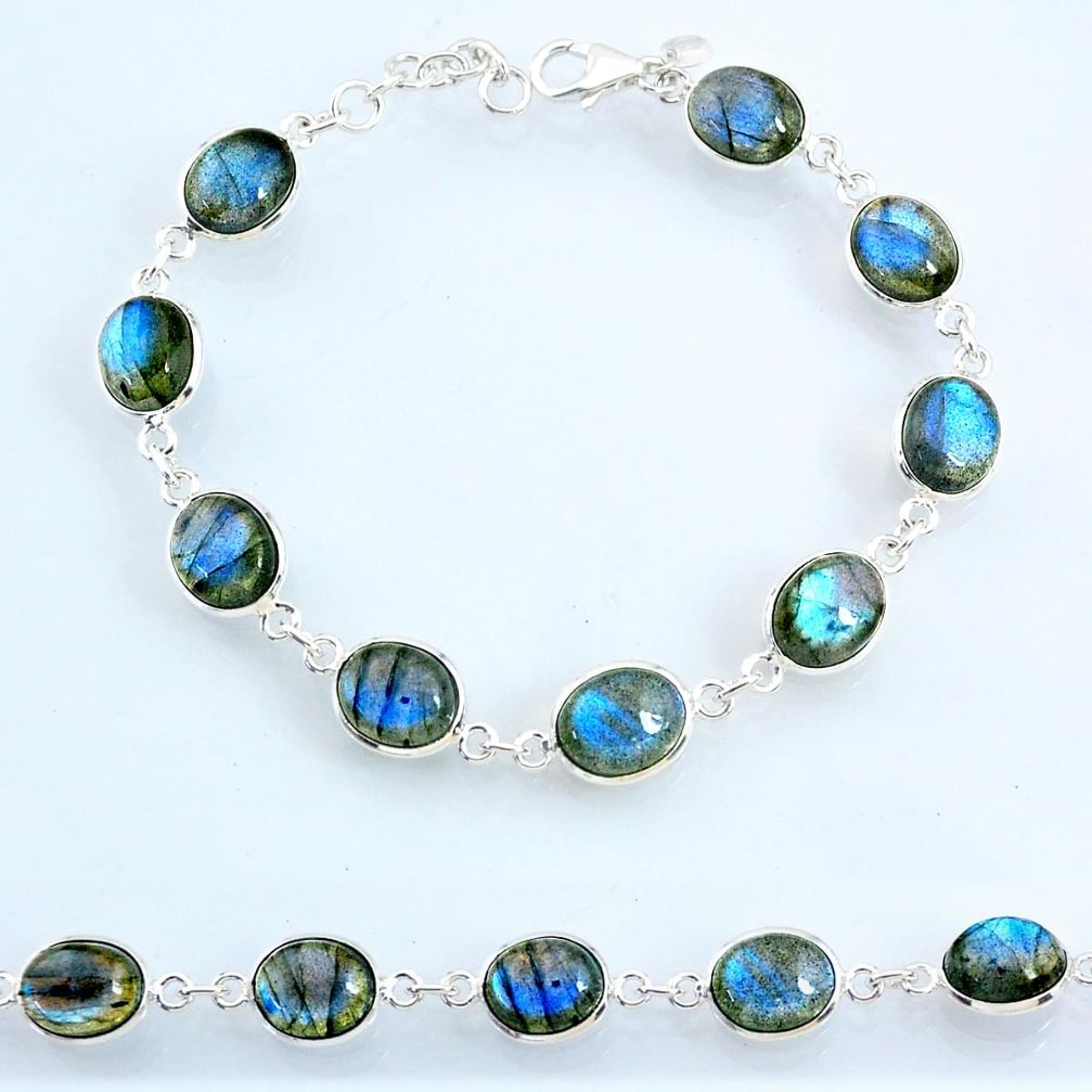 28.59cts natural blue labradorite 925 sterling silver tennis bracelet r69372