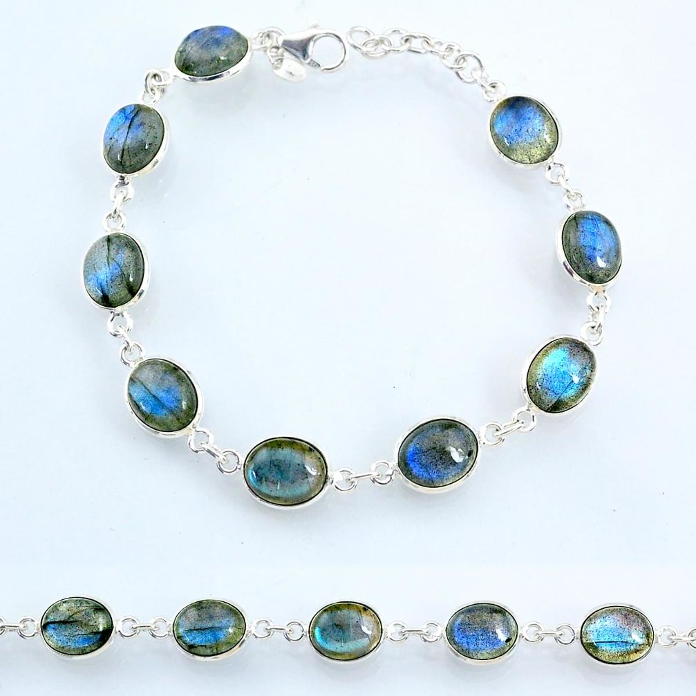 28.62cts natural blue labradorite 925 sterling silver tennis bracelet r69375