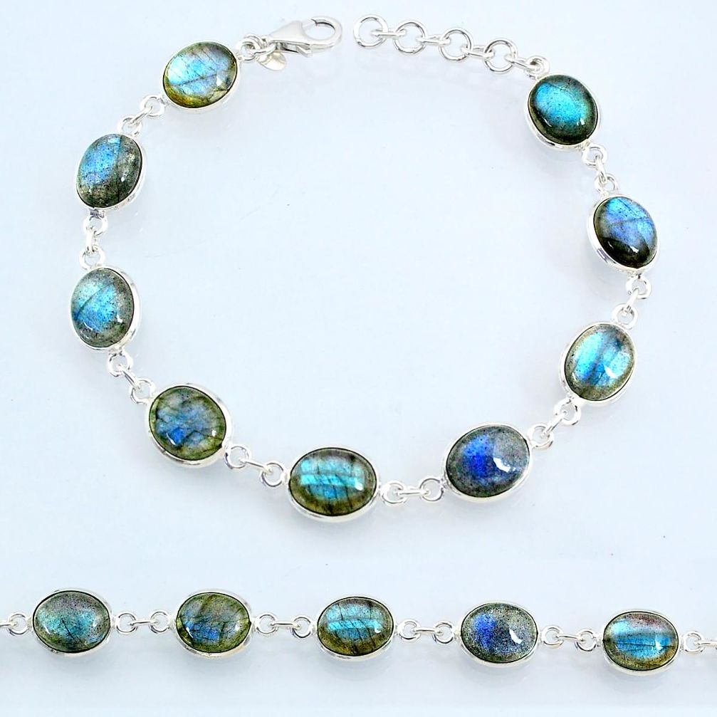 28.07cts natural blue labradorite 925 sterling silver tennis bracelet r69379
