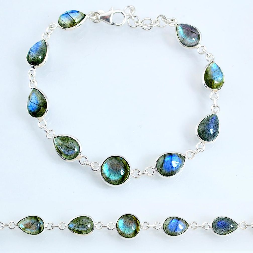 23.16cts natural blue labradorite 925 sterling silver tennis bracelet r69399