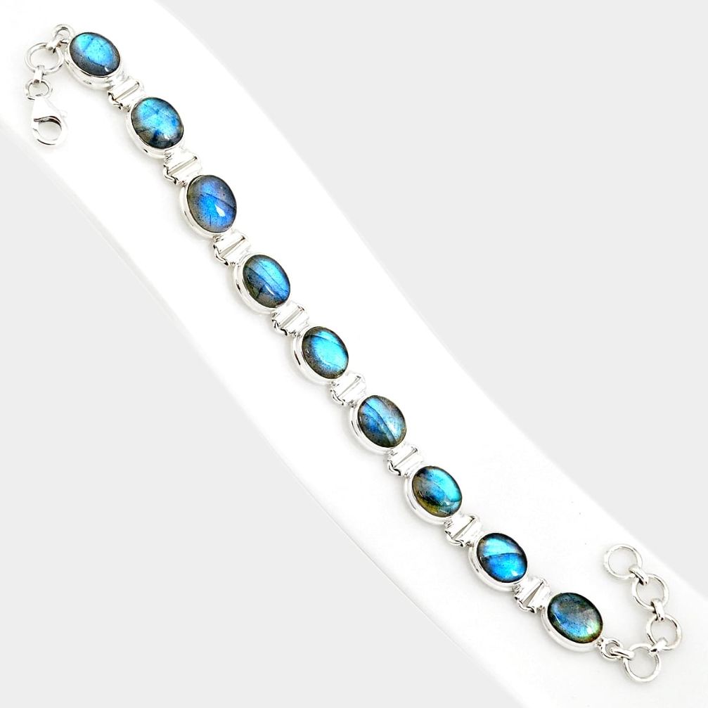 36.96cts natural blue labradorite 925 sterling silver tennis bracelet r84307