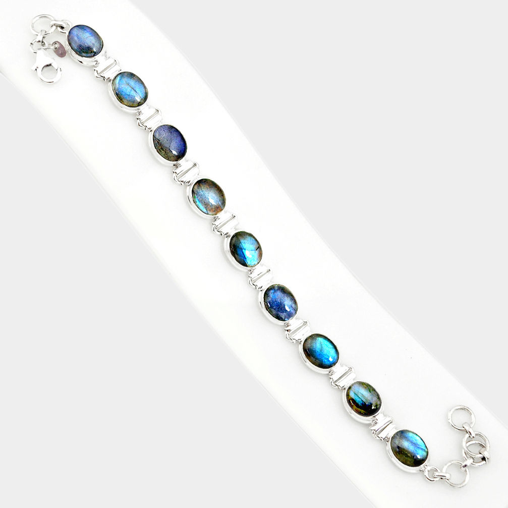 37.43cts natural blue labradorite 925 sterling silver tennis bracelet r84311