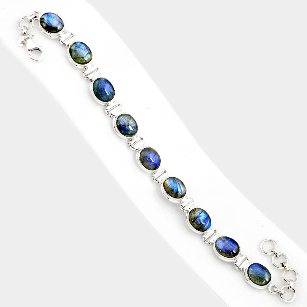 37.78cts natural blue labradorite 925 sterling silver tennis bracelet r84313